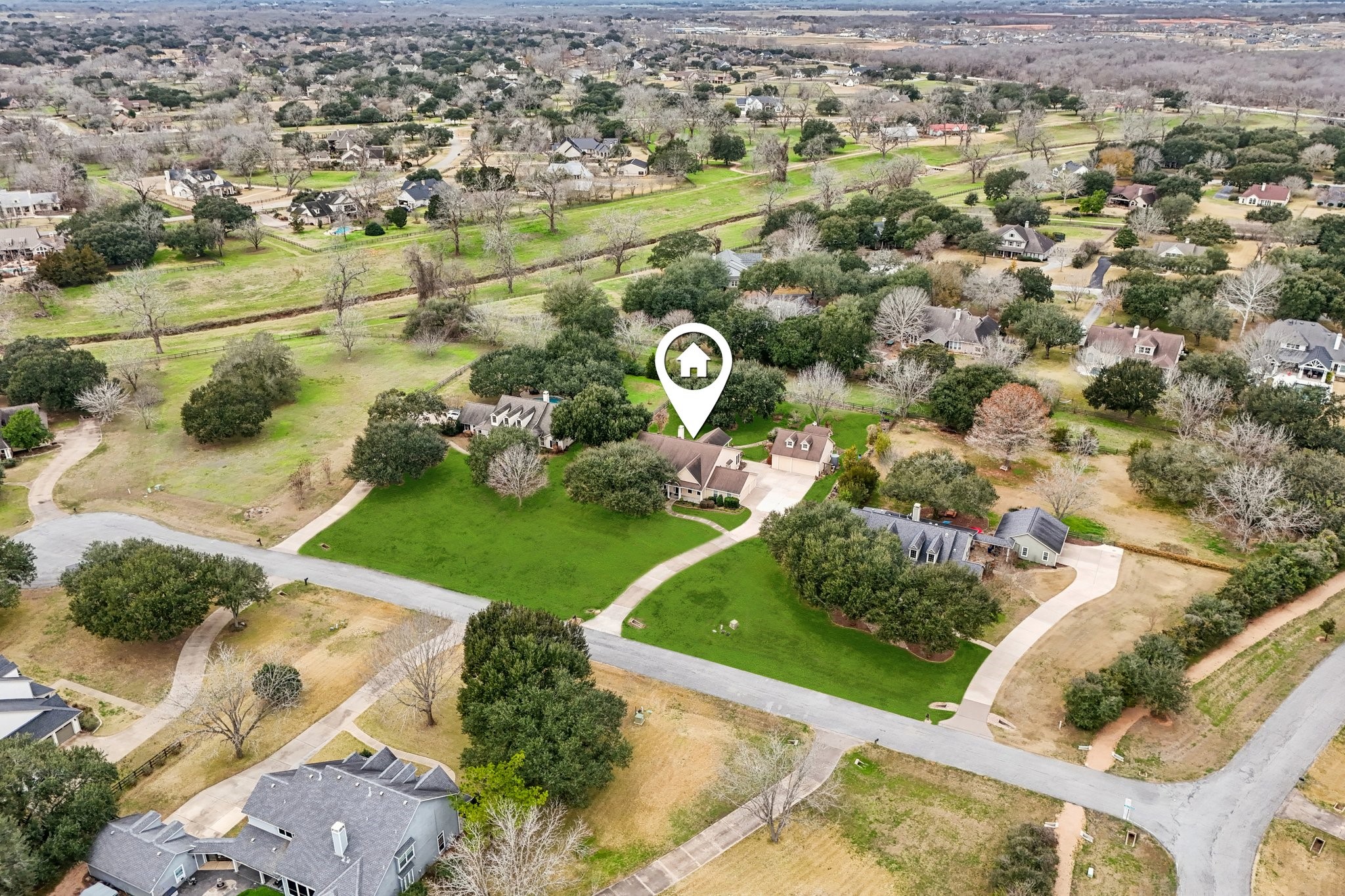 31810 Tree Farm Lane Fulshear, TX 77441 - Photo 44 of 48 an aerial view of a house with a yard and outdoor seating