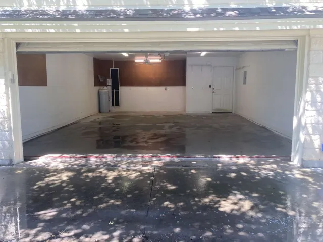 a view of a hallway with a yard