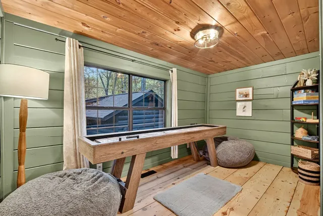 a backyard of a house with seating space