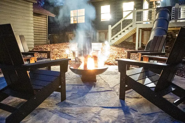 a view of an outdoor space with seating area