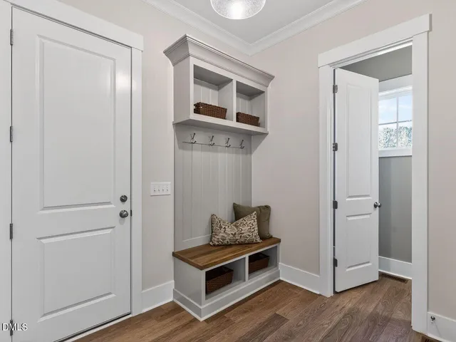 a view of kitchen with wooden floor