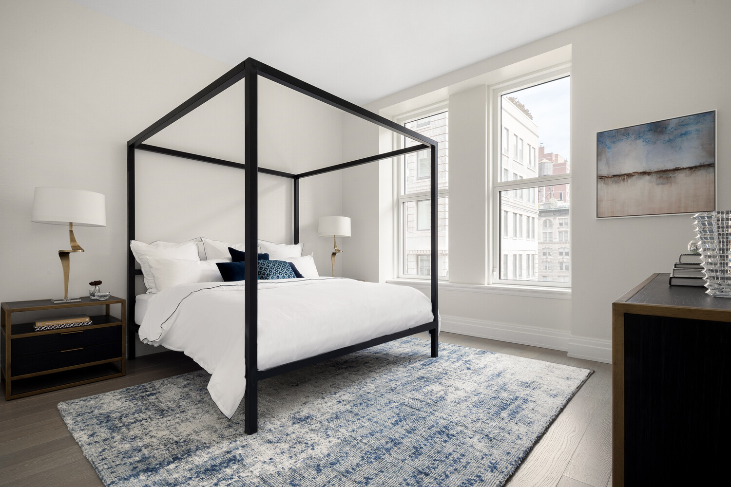 108 Leonard Street, Unit 7G Manhattan, NY 10013 - Photo 8 of 28 a bedroom with a bed and a window