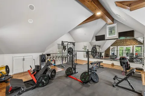 a view of a room with gym equipment