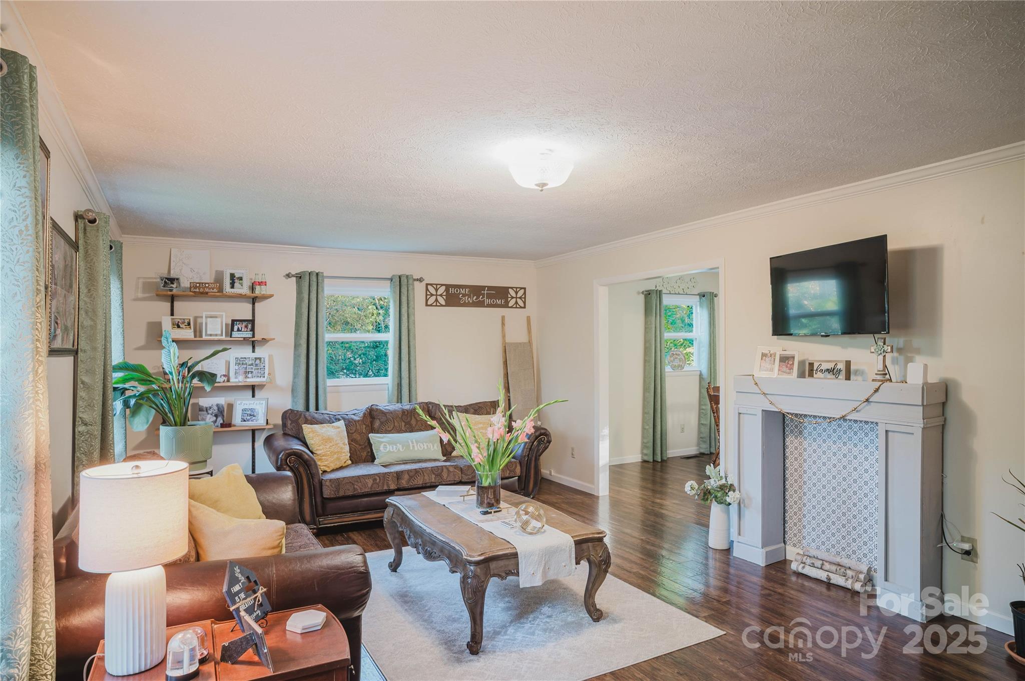 20 Ridgeway Drive Flat Rock, NC 28731 - Photo 15 of 47 a living room with furniture a flat screen tv and a fireplace