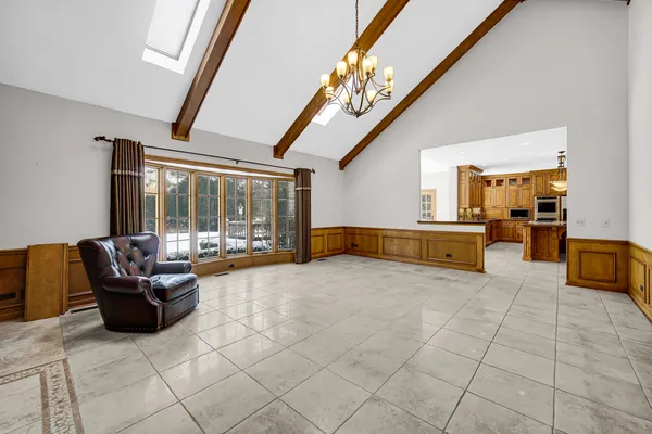 a view of a hallway with windows