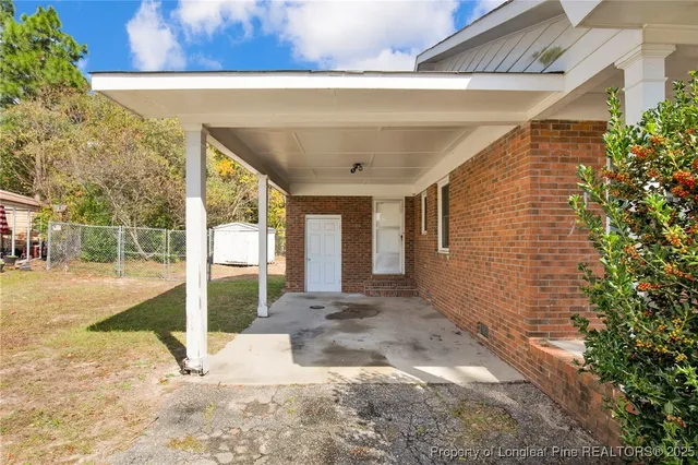 a view of a porch with a backyard
