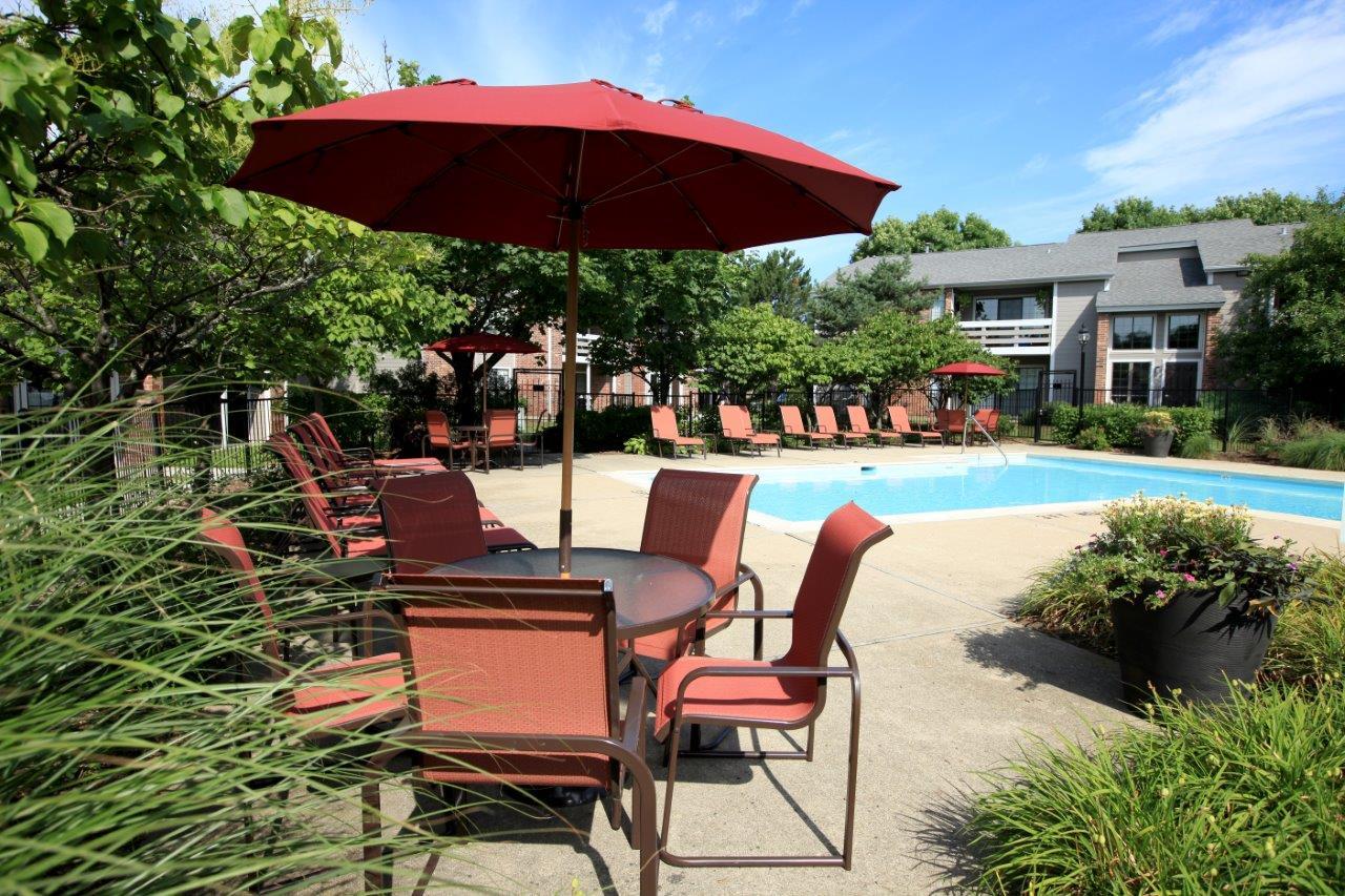 170 MacArthur Drive, Unit 5922 Willowbrook, IL 60527 - Photo 19 of 29 a view of a chairs and table under an umbrella in backyard