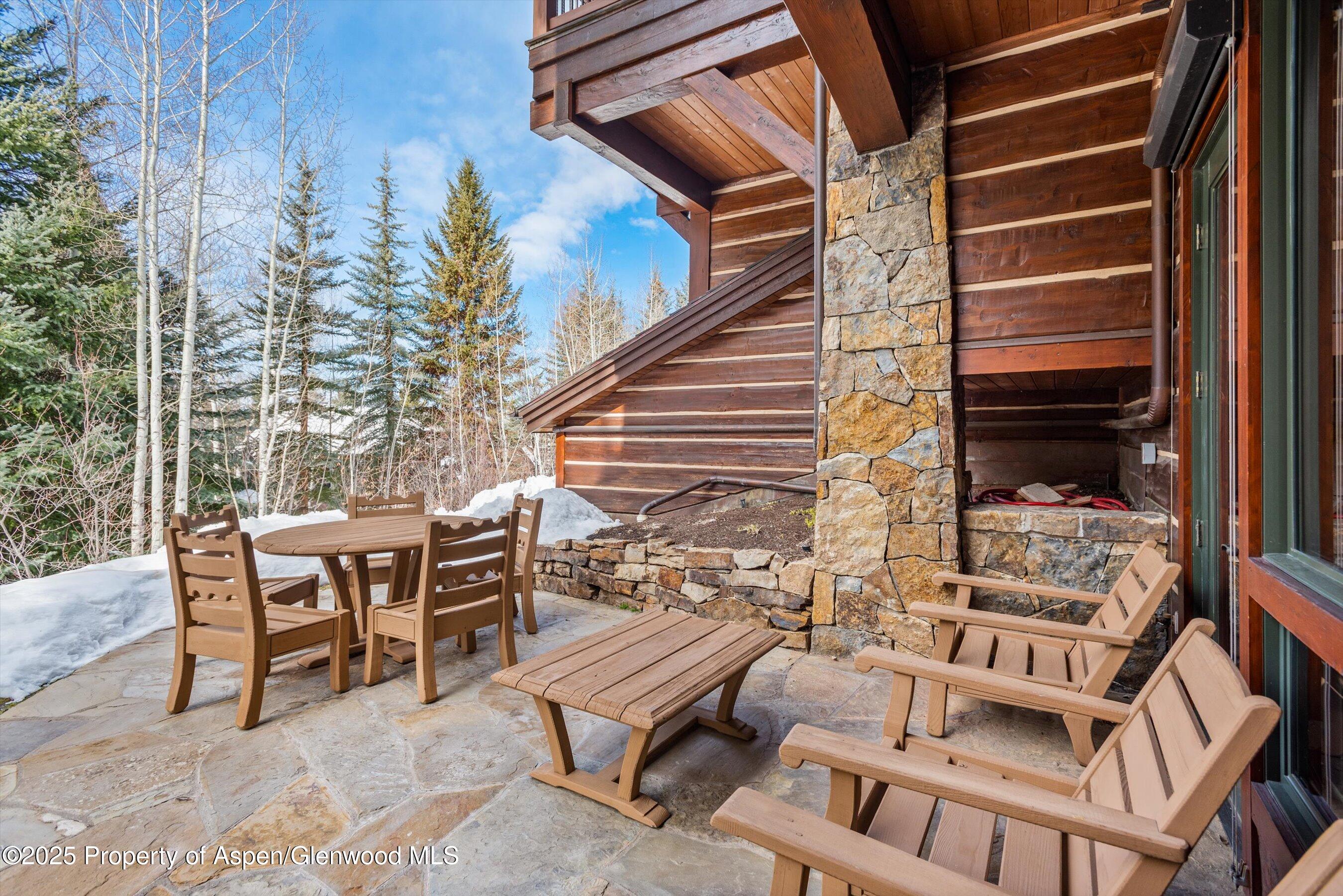 1225 Riverside Drive Aspen, CO 81611 - Photo 25 of 47 a view of a patio with a table and chairs