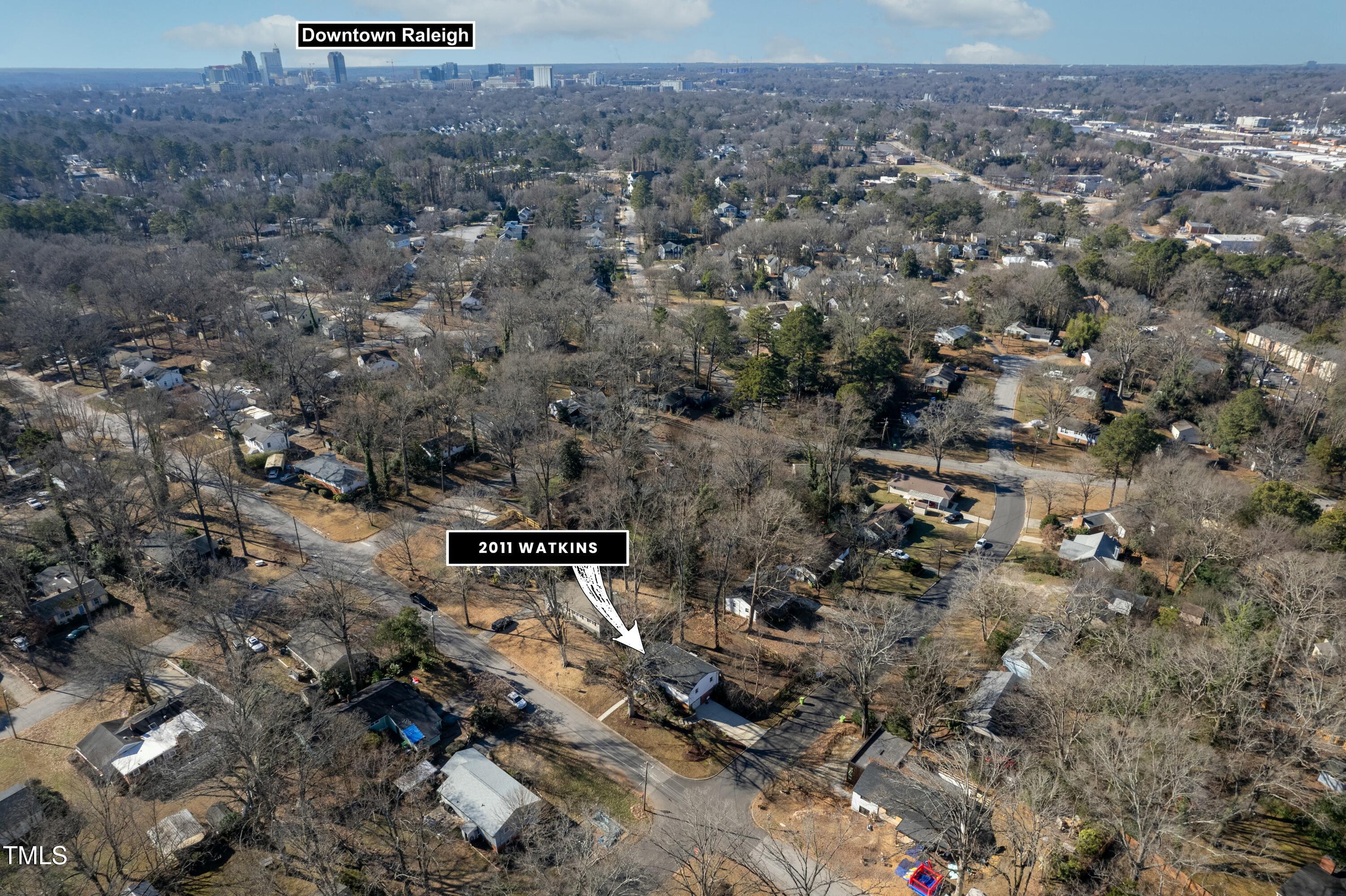 2011 Watkins Street Raleigh, NC 27604 - Photo 15 of 36 an aerial view of house with outdoor space