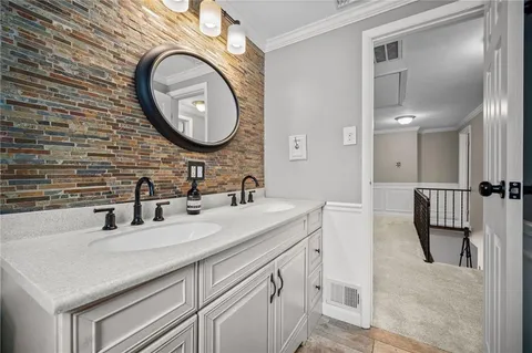 a view of a hallway with workspace