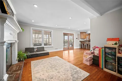 a view of a living room kitchen