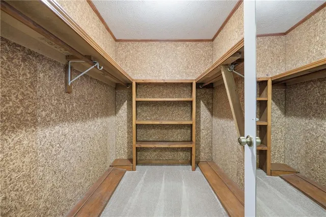 a view of closet area with empty racks