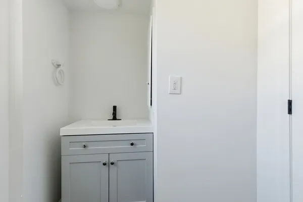 a sink and a mirror
