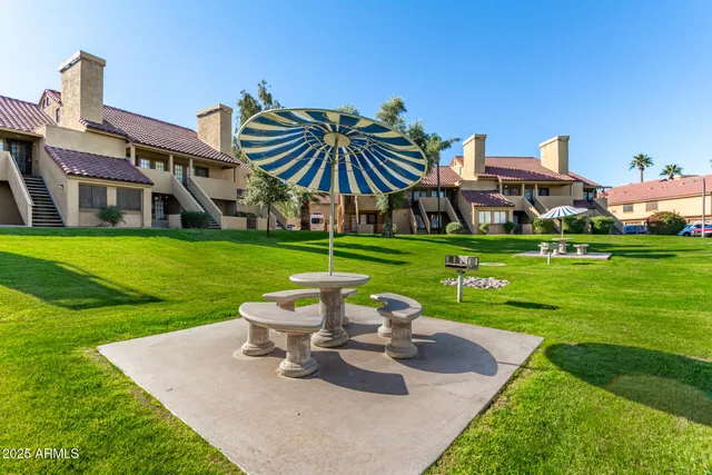 a view of a golf course with a play ground