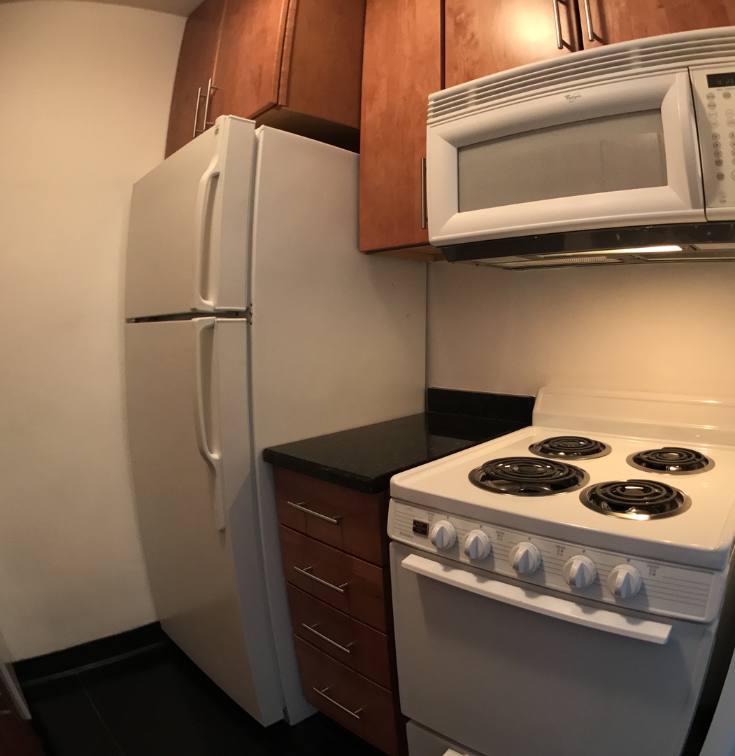 900 North Lake Shore Drive, Unit 1211 Chicago, IL 60611 - Photo 17 of 37 a white stove top oven sitting inside of a kitchen