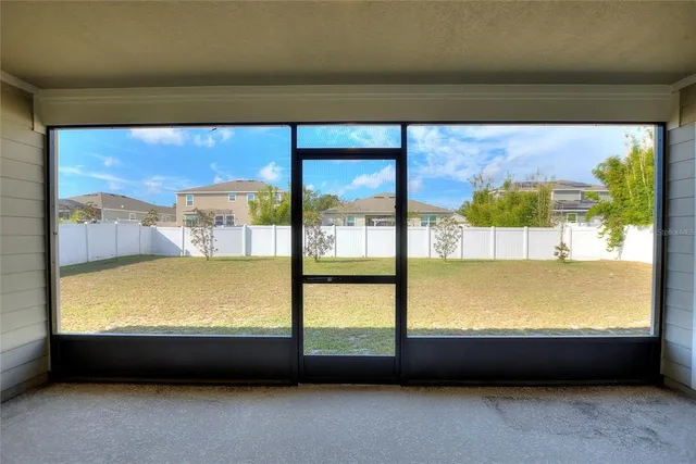 a room with a large window
