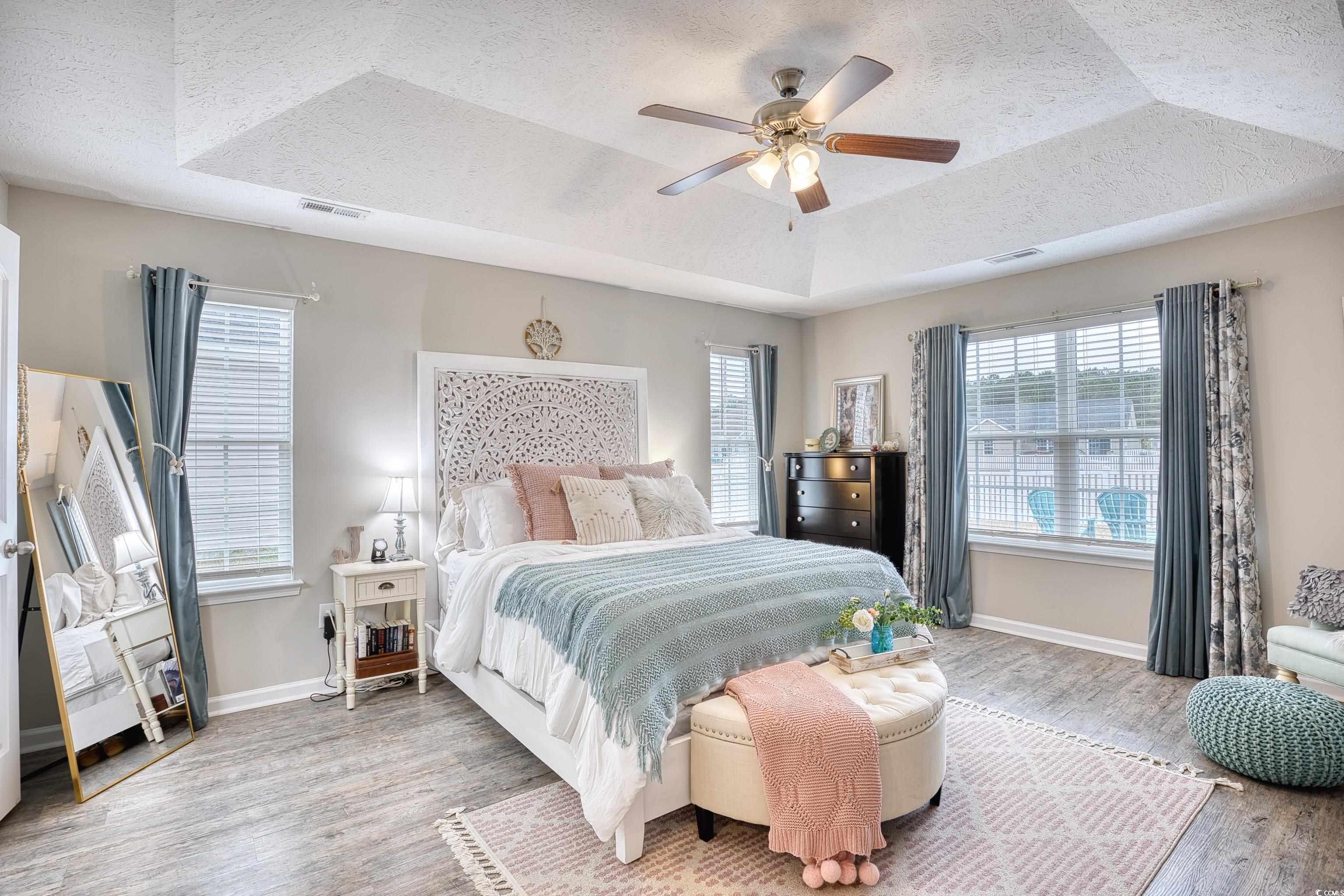 520 Hobie Cat Road Myrtle Beach, SC 29588 - Photo 30 of 40 Bedroom featuring a raised ceiling, ceiling fan, a