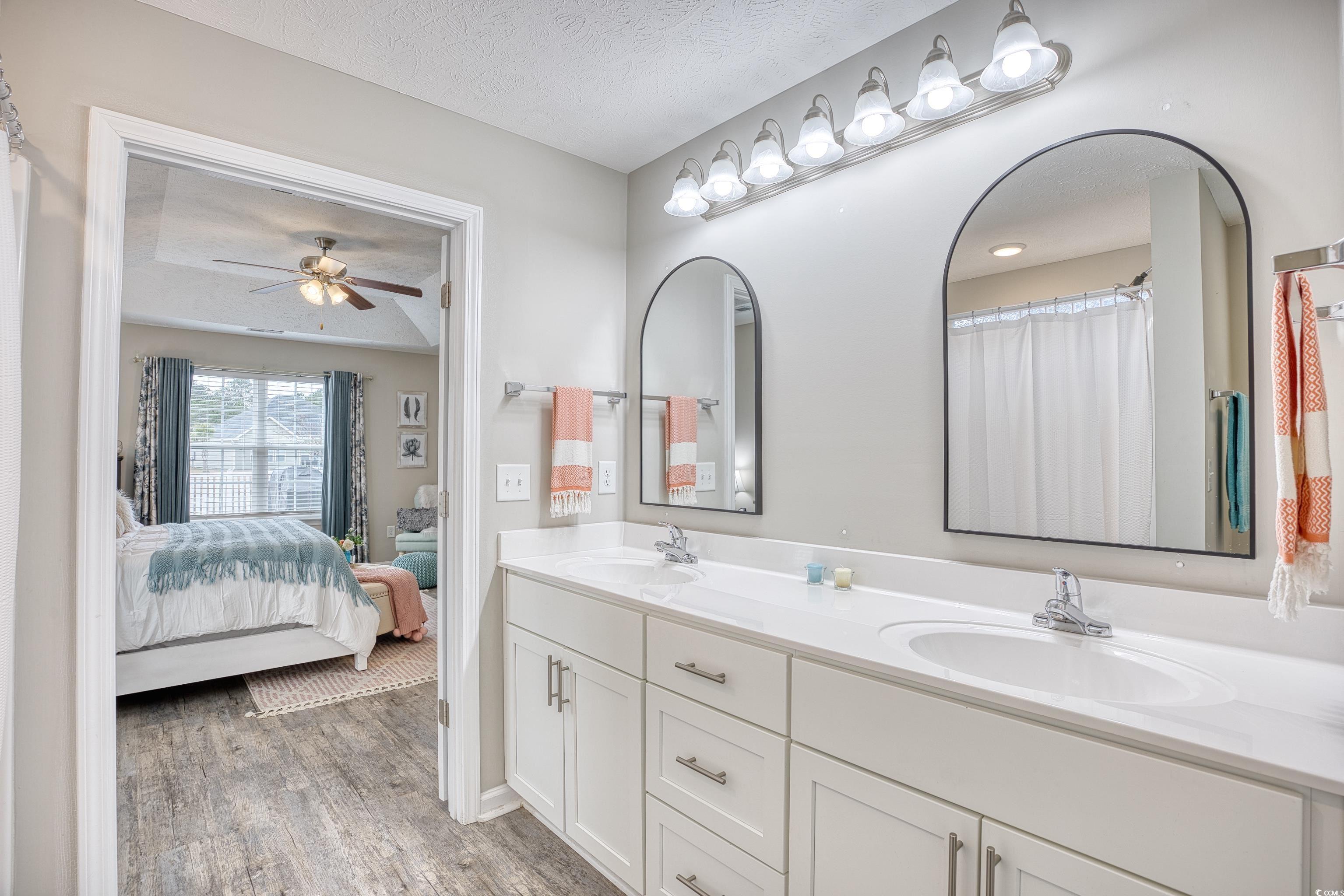 520 Hobie Cat Road Myrtle Beach, SC 29588 - Photo 36 of 40 Bathroom featuring wood-type flooring, vanity, a t