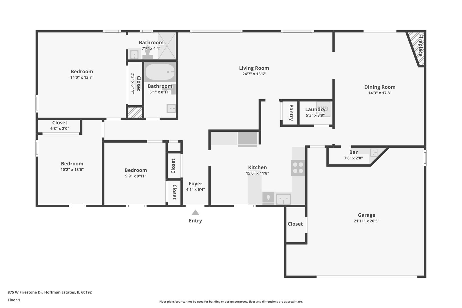 875 West Firestone Drive Hoffman Estates, IL 60192 - Photo 16 of 16 a picture of a bathroom with a shower
