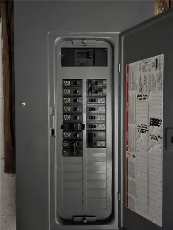 a view of a wooden door and entryway