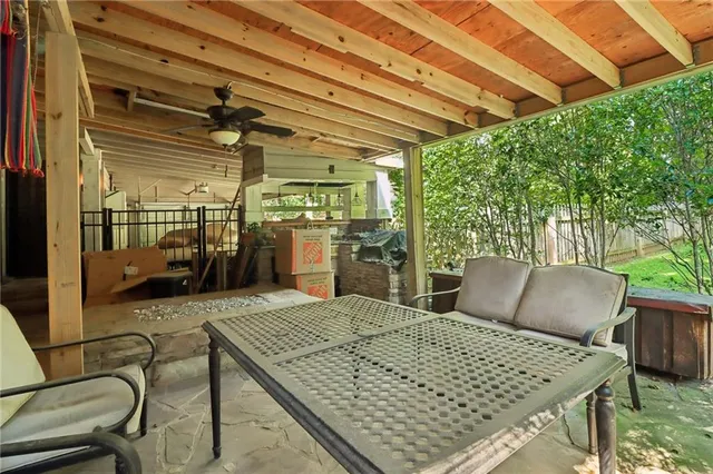 a outdoor space with lots of green space