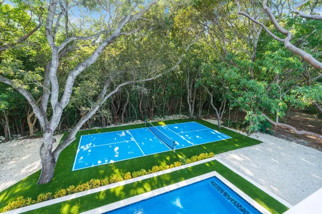 an aerial view of a houses with outdoor space and street view