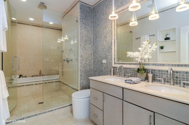 319 East 18th Street Chicago, IL 60616 - Photo 12 of 17 a bathroom with a sink shower and a mirror