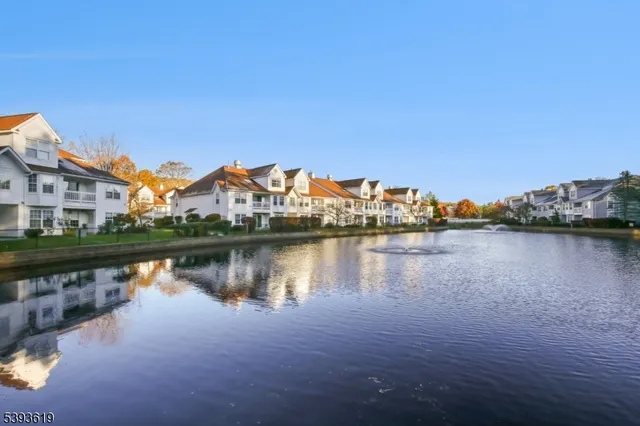 a view of a lake with houses