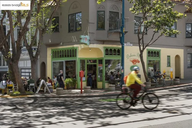 a view of a golf course with a fountain