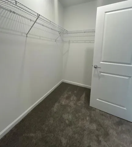 a view of a room with racks on the wall