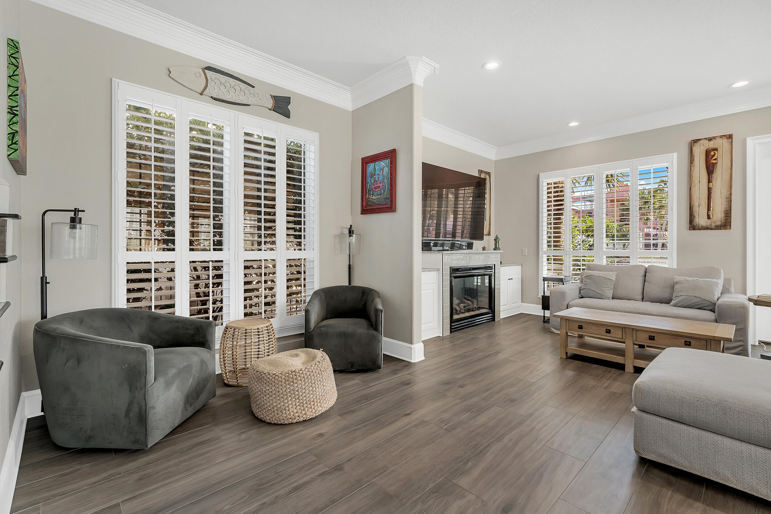 4482 Ocean View Drive Destin, FL 32541 - Photo 6 of 66 a living room with furniture and a fireplace