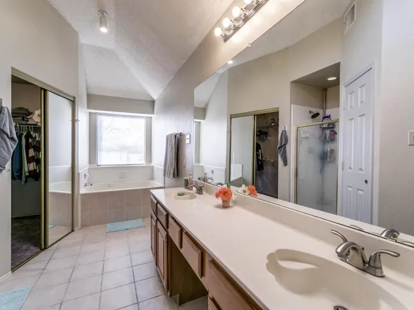 a bathroom with a sink double vanity