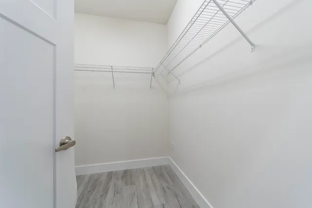 a view of small space with racks on the wall