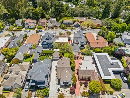 an aerial view of a city with lots of residential buildings