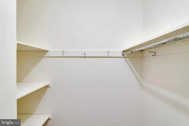 a view of small space with racks on the wall