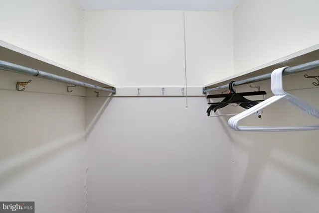 a view of a room with racks on the wall