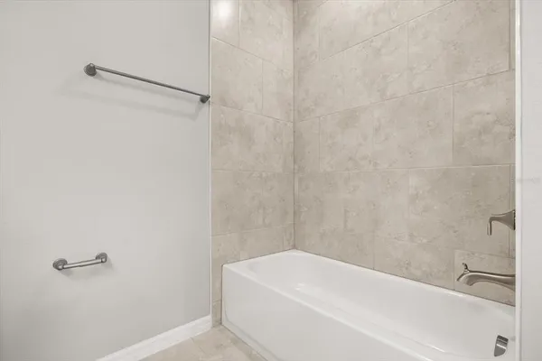 a bathroom with a bathtub