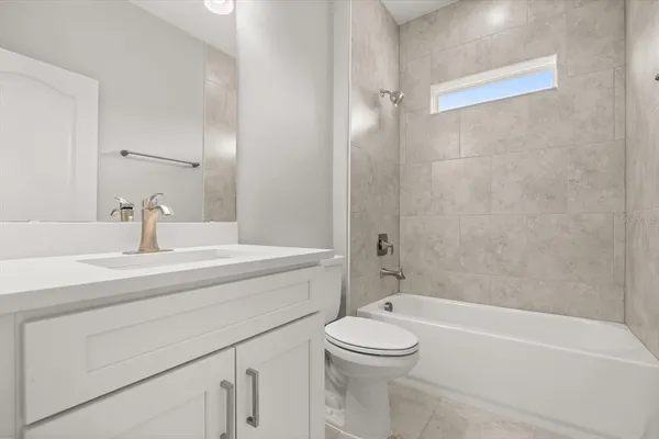 a bathroom with a toilet a sink a mirror and bathtub