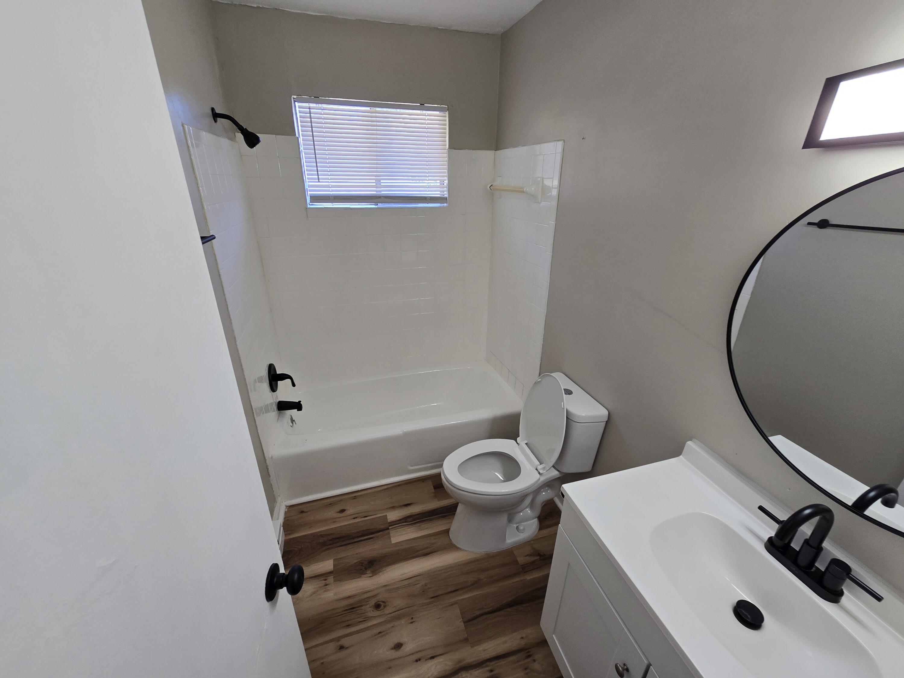 1301 Burks Street Southwest, Unit 204 Roanoke, VA 24015 - Photo 5 of 7 a bathroom with a sink a toilet and a mirror