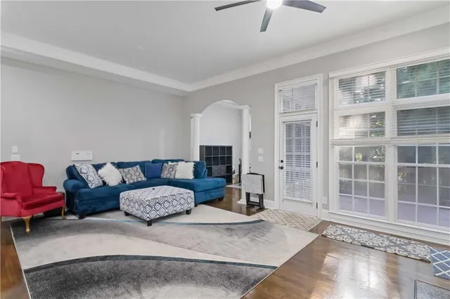 a living room with furniture