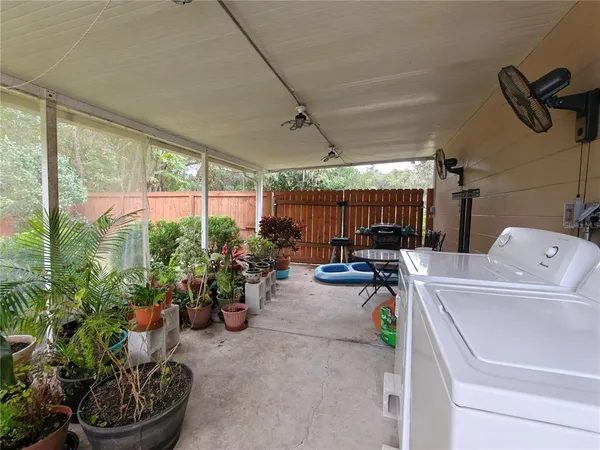 a view of a storage and utility room