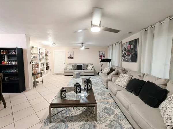 a living room with furniture