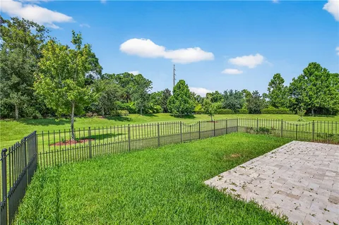 a view of a park with a slide