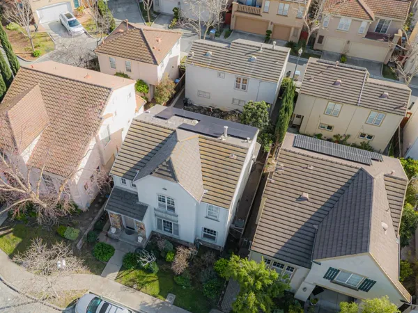 an aerial view of a house