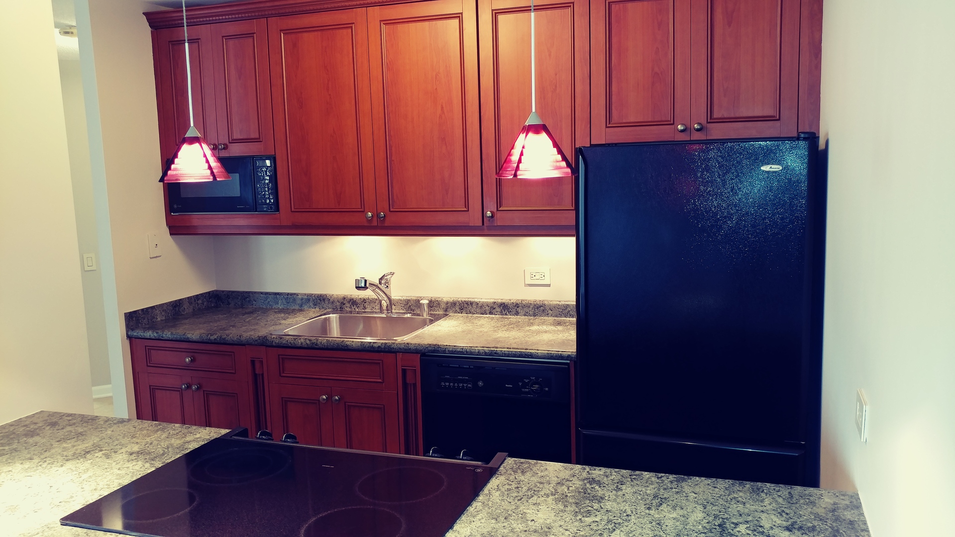 5320 North Sheridan Road, Unit 1207 Chicago, IL 60640 - Photo 5 of 20 a kitchen with granite countertop wooden cabinets