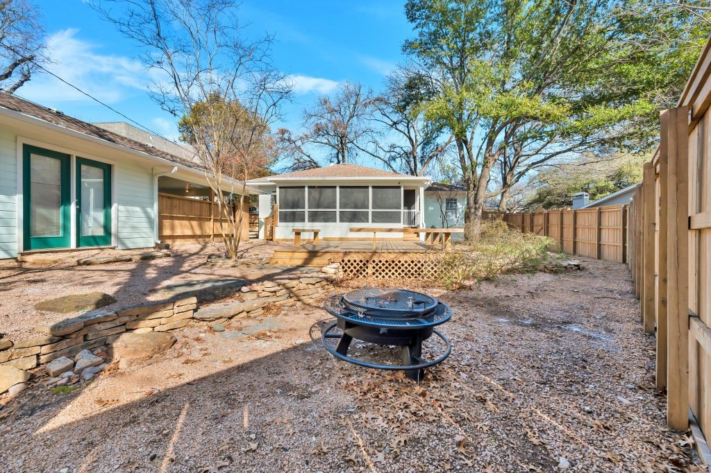 106 30th Street North Waco, TX 76710 - Photo 41 of 47 a backyard of a house with barbeque oven fire pit table and chairs