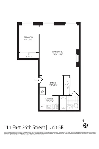 $539,000 | 111 East 36th Street, Unit 5B | Murray Hill