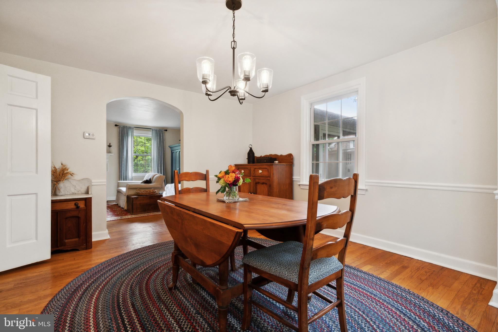 Lovely transition from dining room to living room