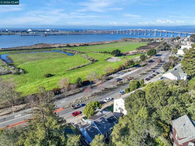 a view of a city and a lake
