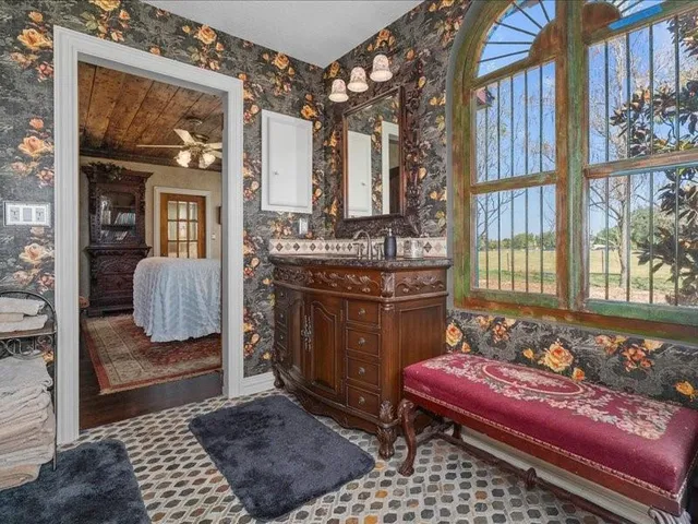 a living room with a couch and a table